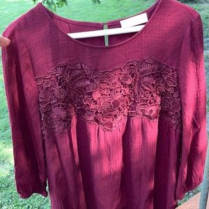 Altar'd State maroon Dress XS lace embroidered top